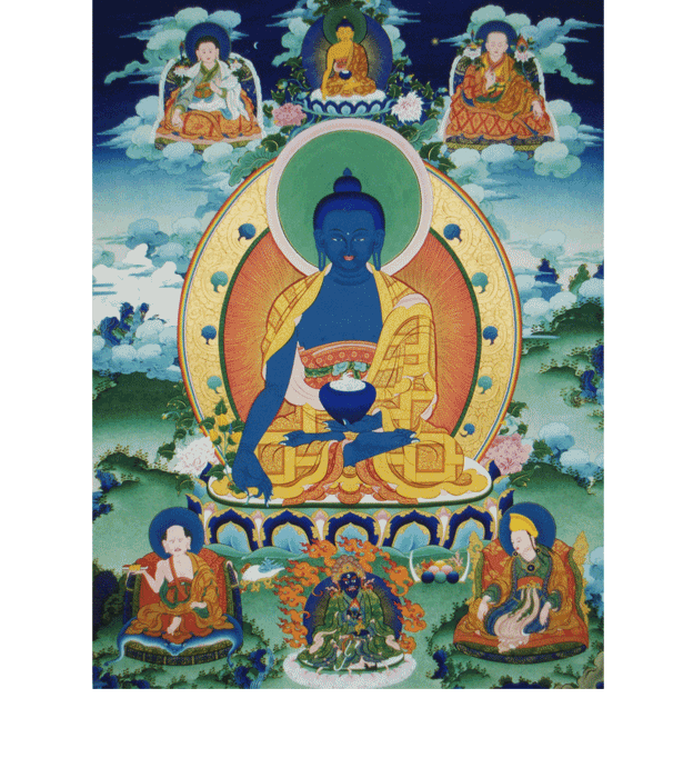 Menlha - Medicine Buddha Thangka by Ugyen Choephell