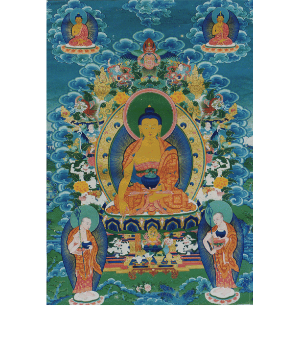Buddha with disciples Thangka by Ugyen Choephell